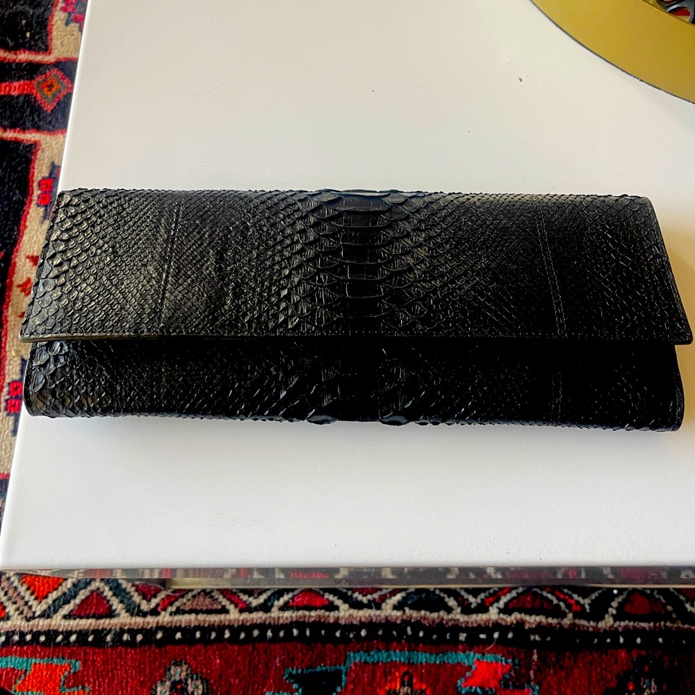 Nica Black Python Leather Bag